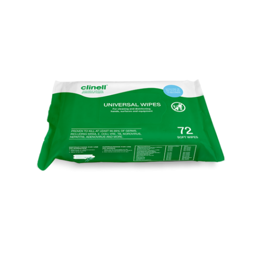 Clinell 72 Pack Universal Hand + Surface Wipes
