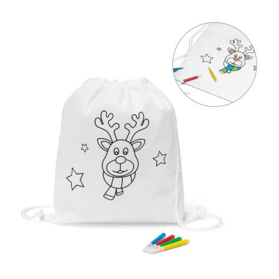 Children's Christmas Colouring Drawstring Bag Set