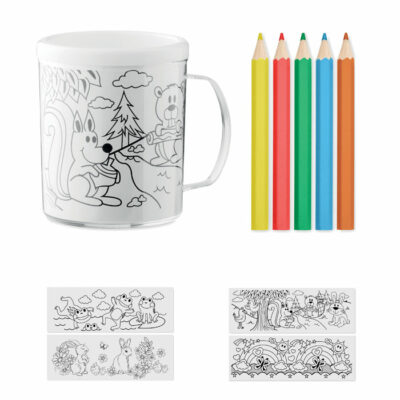 Children's Colouring Mug with Pencils