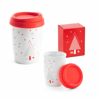 Christmas Double Walled Porcelain Travel Cup
