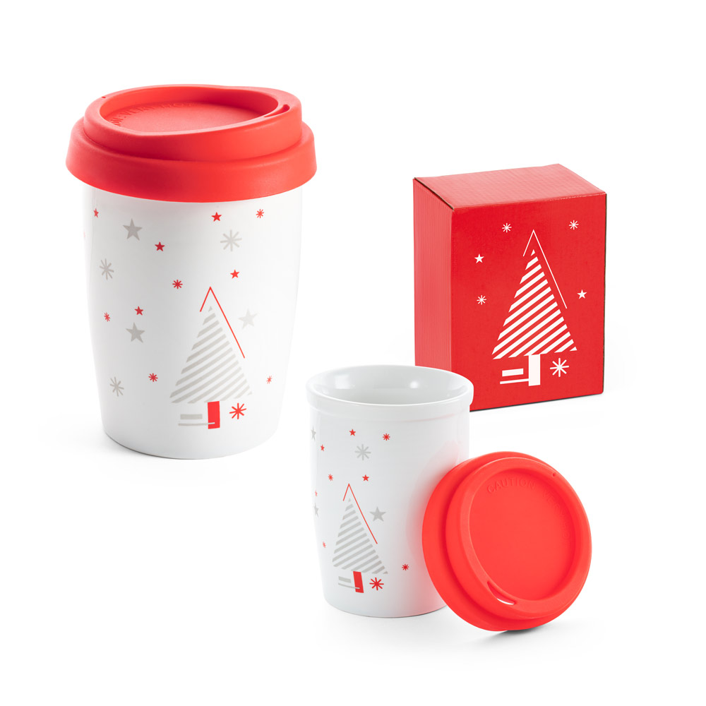 Christmas Double Walled Porcelain Travel Cup