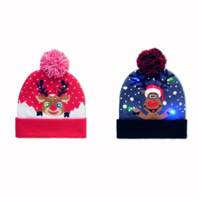 Christmas LED Knitted Beanie Bobble Hat