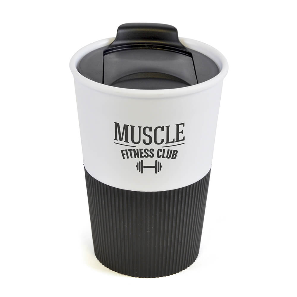 White Plastic Takeaway Mug - Image 3