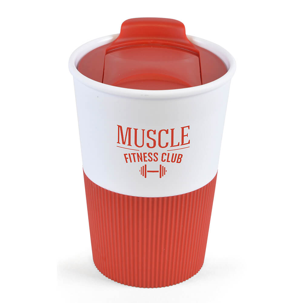 White Plastic Takeaway Mug - Image 2
